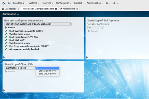 Start/stop management with Avantra