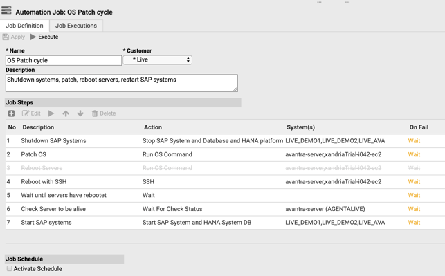 Avantra's DevOps Automation – Job Details OS Patching-1