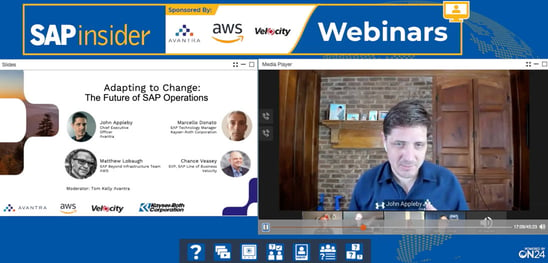 A webinar from SAPInsider featuring Avantra CEO John Appleby and others discussing the future of SAP.