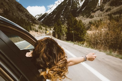 woman free driving breeze