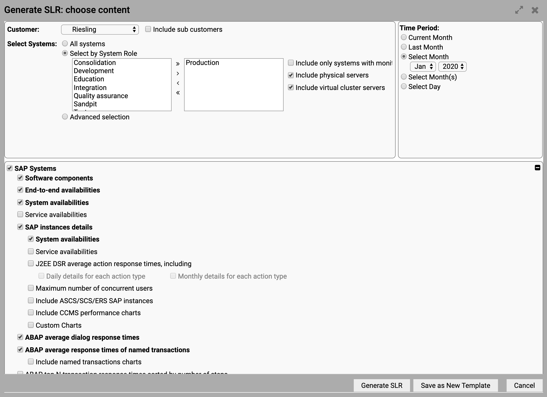 Service Level Reporting – Generate Dialog-1
