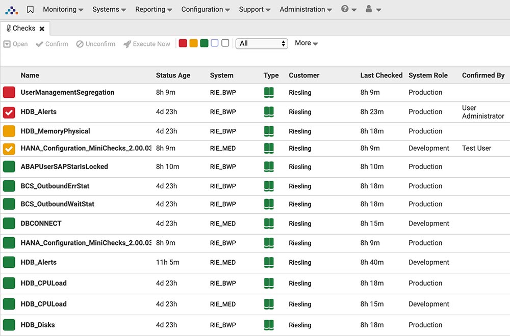 A screenshot of the SAP system monitoring software from Avantra which helps businesses automate time-consuming processes.