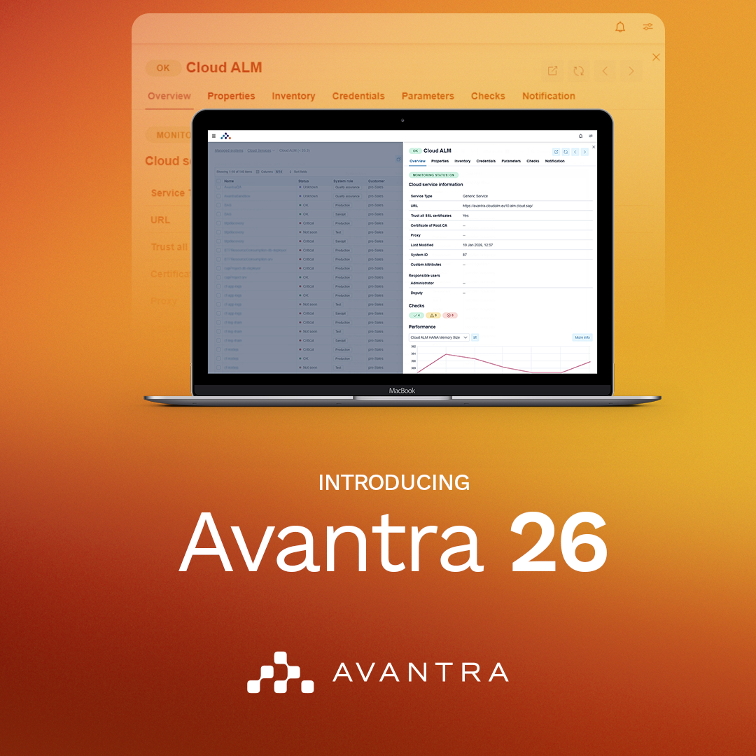 Avantra 26 Native Cloud ALM Integration