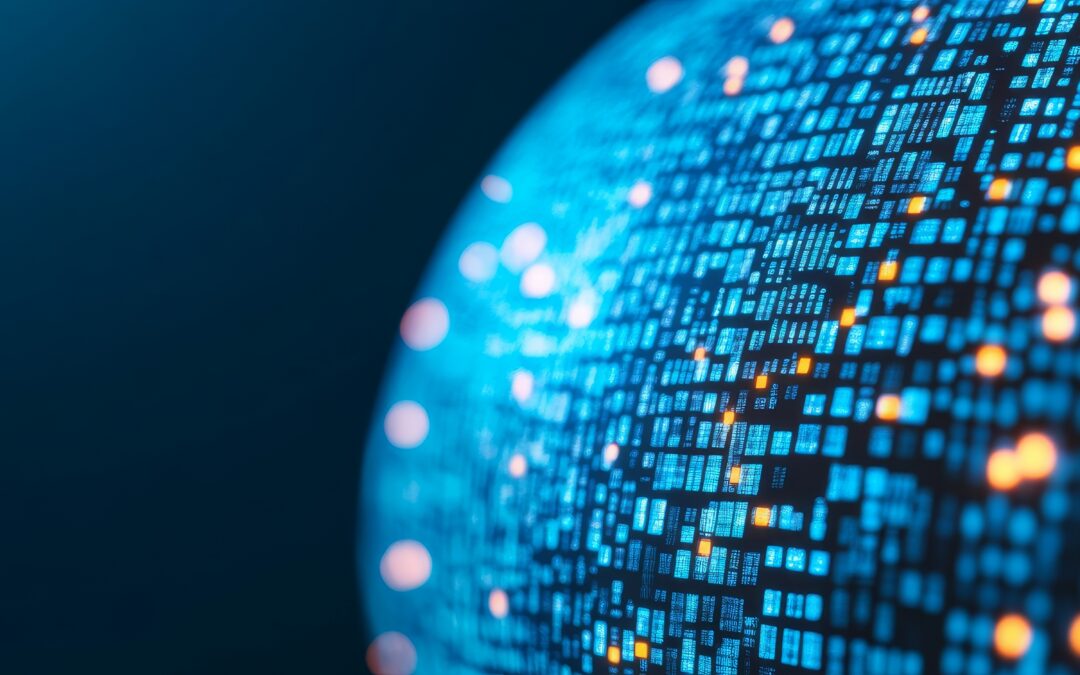 Blue and orange data sphere representing complex hybrid SAP estate
