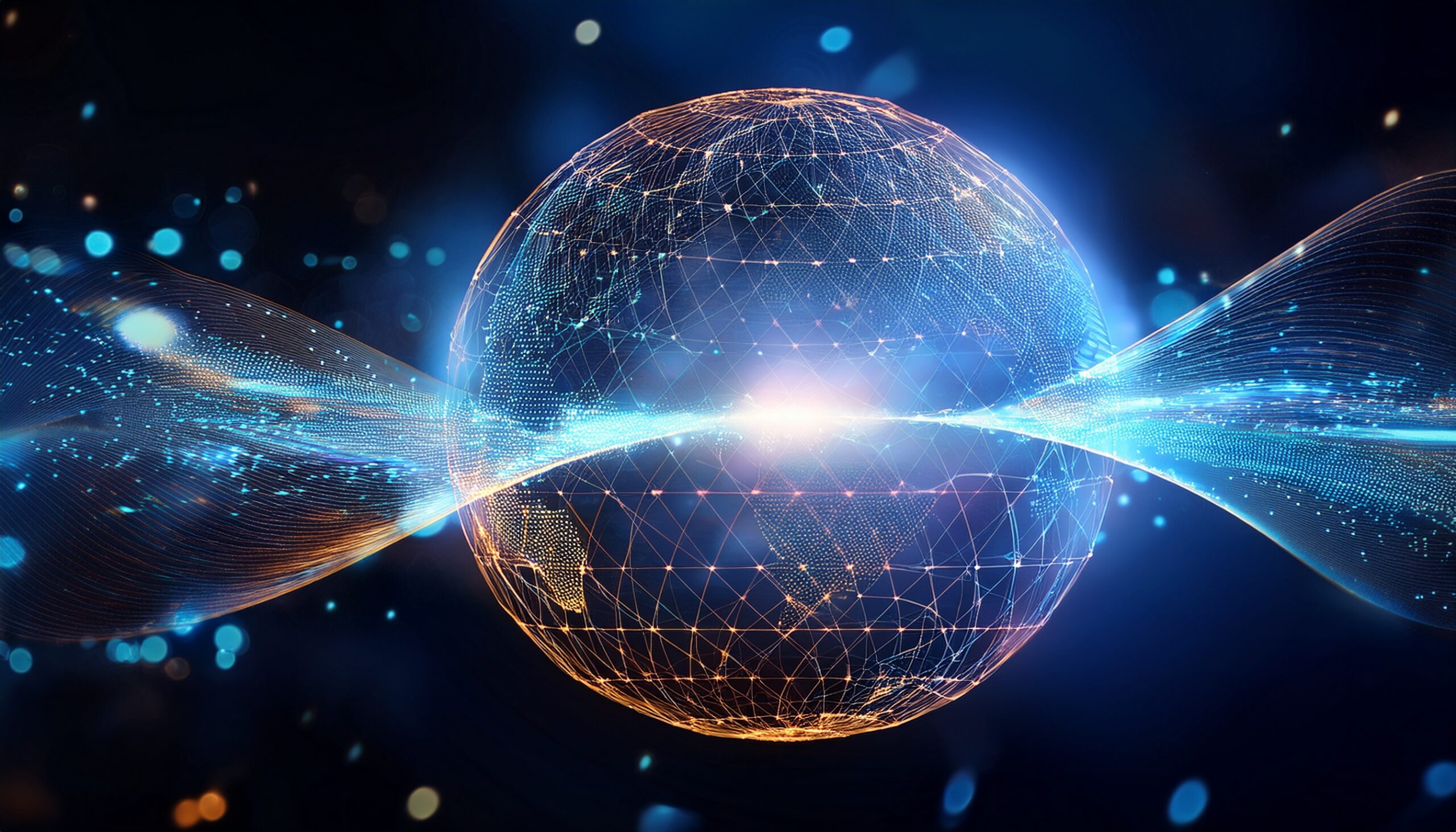 Global digital network sphere representing high-scale monitoring for complex SAP Focused Run environments.