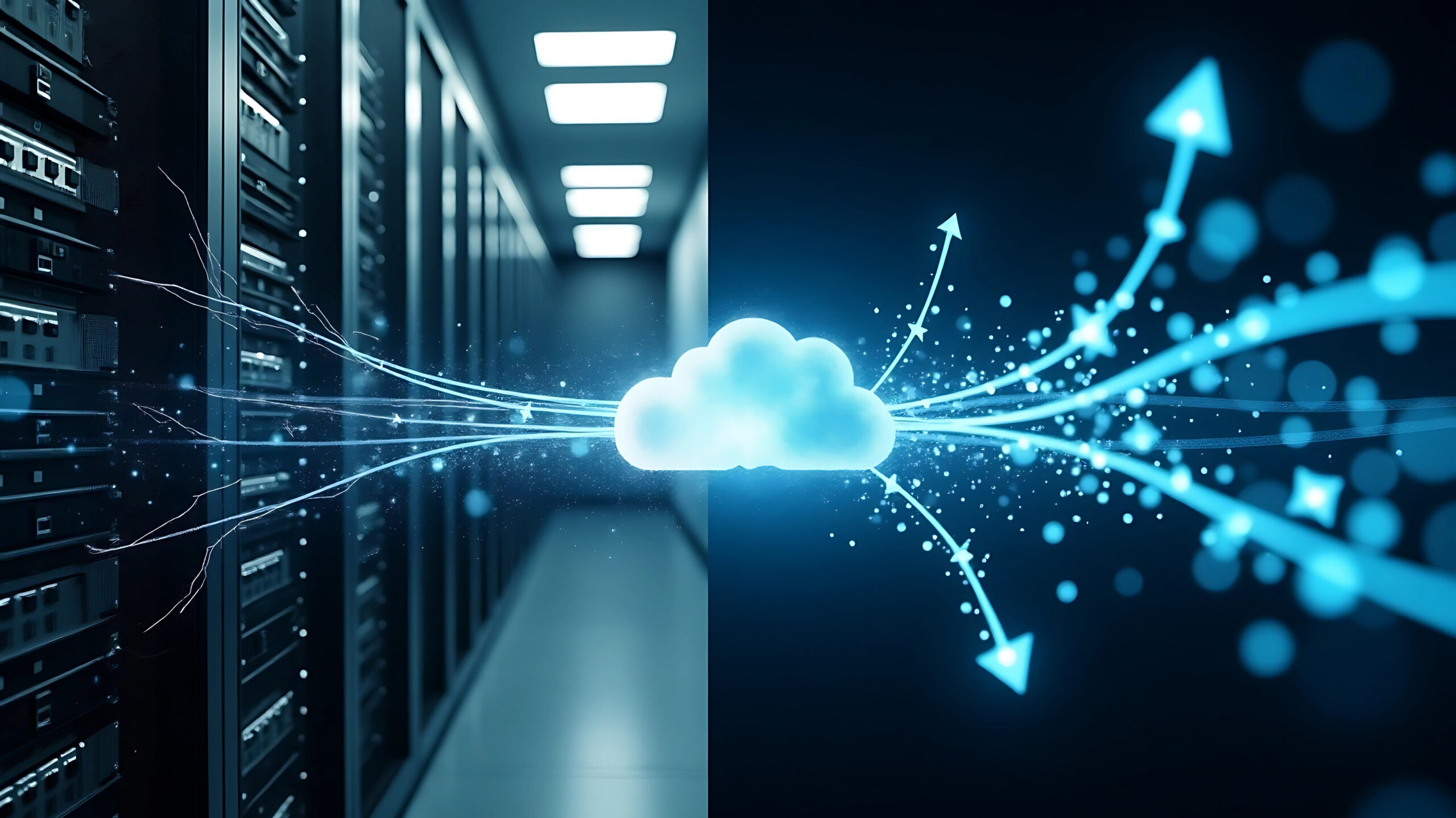 Hybrid SAP landscape transitioning from on-premises data center to cloud during RISE with SAP migration