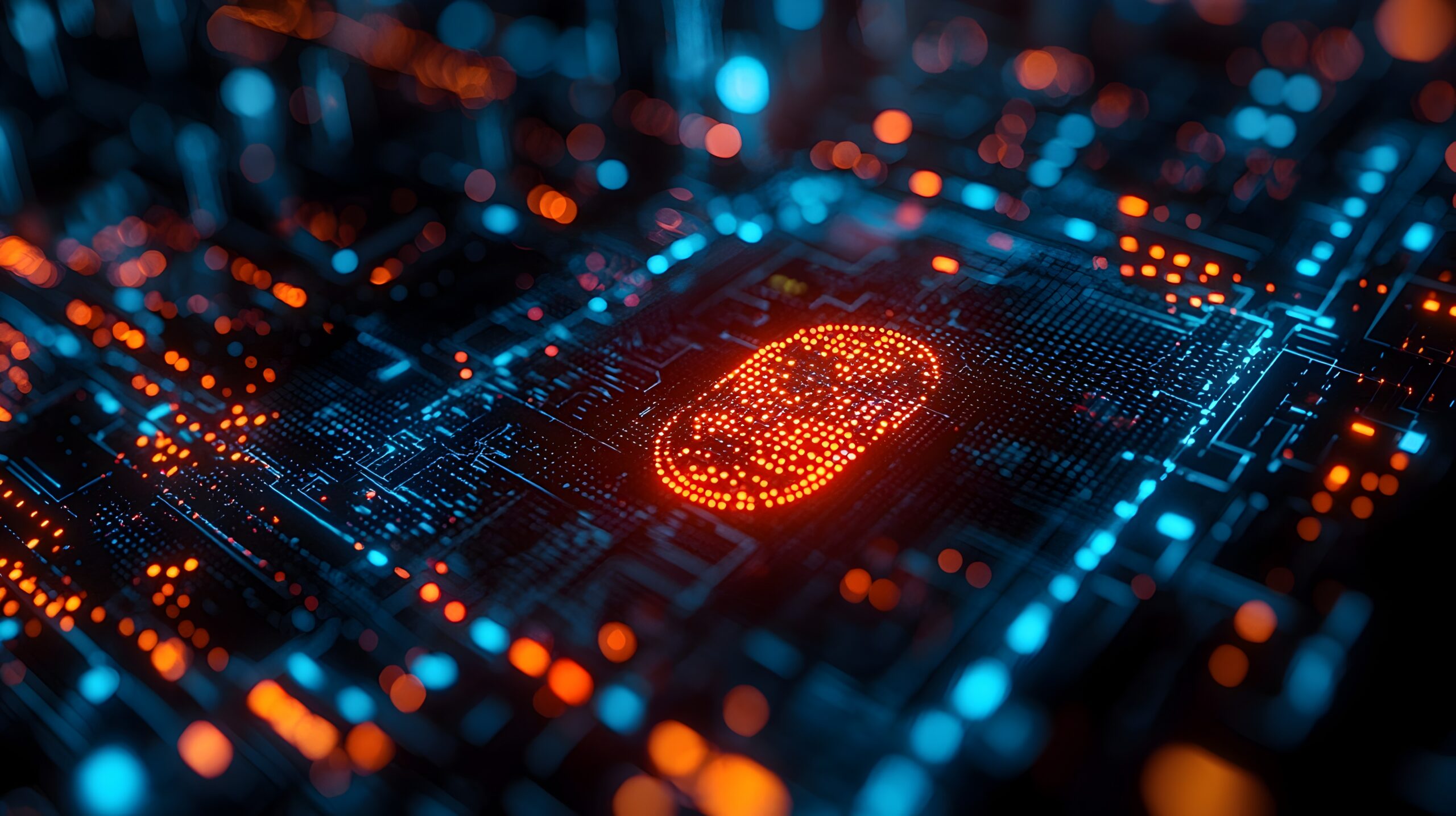 Automated SAP Security and Compliance Monitoring — Avantra Beleuchtetes digitales Vorhängeschloss auf einer leuchtenden Leiterplatte als Symbol für die automatisierte Überwachung der SAP-Sicherheitskonformität und den Schutz der Konfiguration